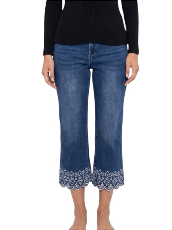 Cato Denim - Cato size 14 (38w) curvy scalloped geometric embroidered hem Jean